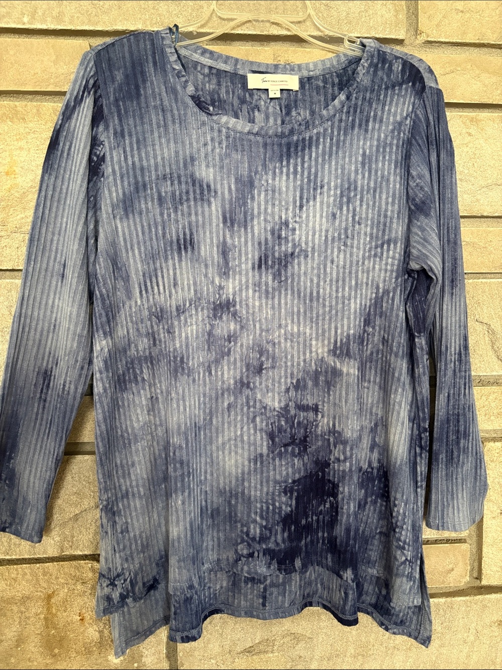 Women’s Blue Tie-Dye Ribbed Long-Sleeve Tee